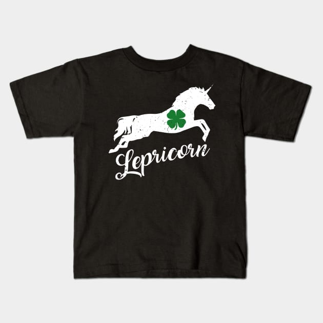 Lepricorn Unicorn Funny St Patrick's Day Kids T-Shirt by Tuyetle